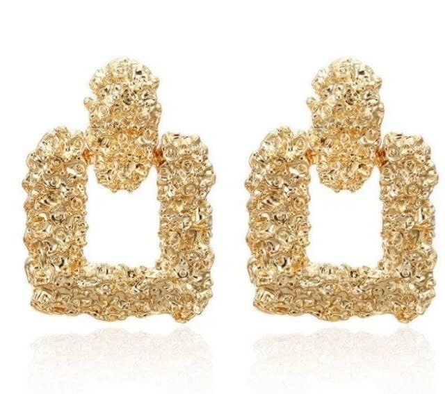 Vintage Gold Brass Hoop Earrings