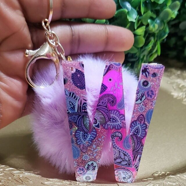 Personalized Initial Resin keychain