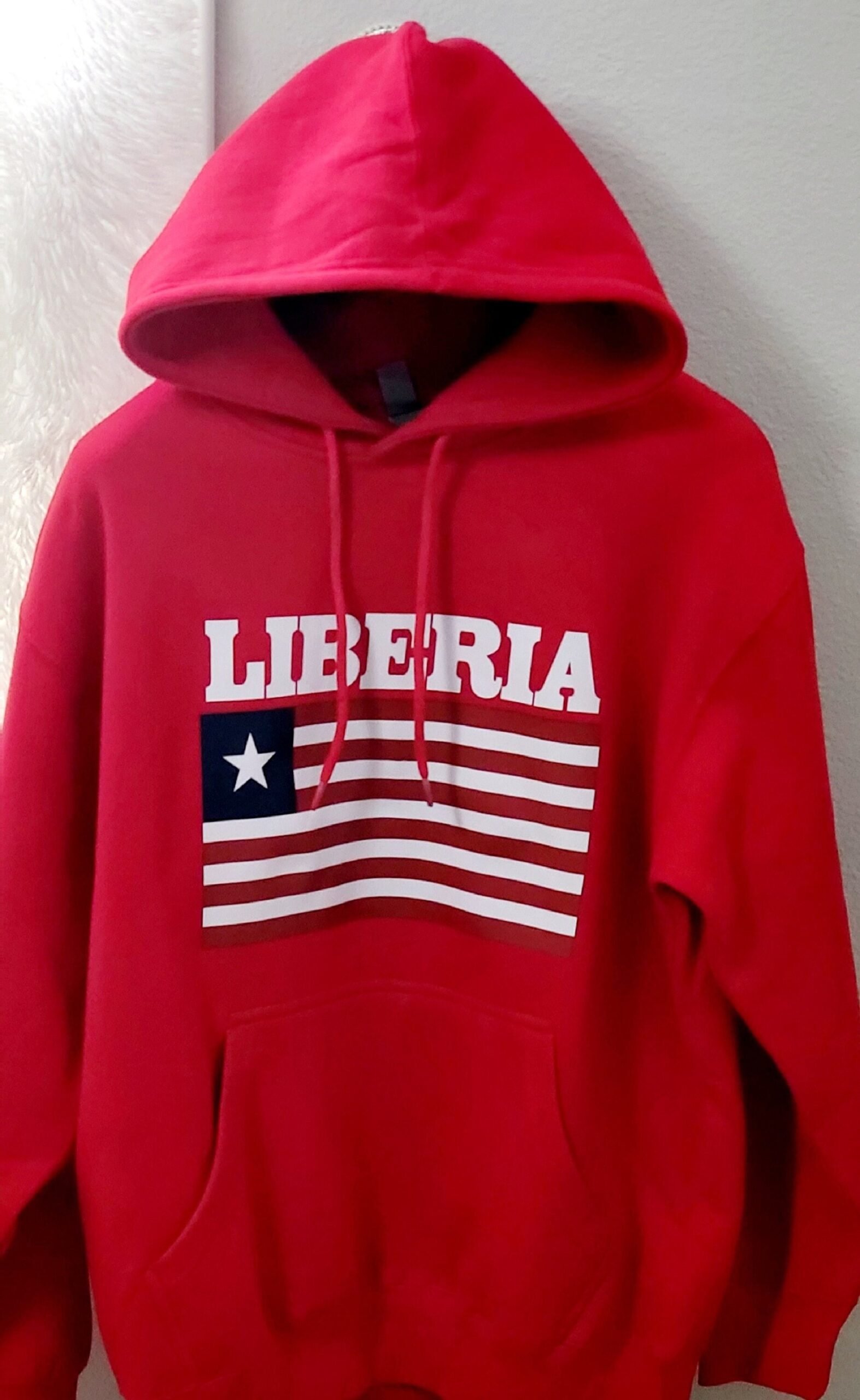 Liberian Flag on Red Hoodie (2)